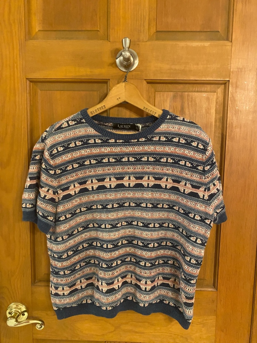 Ralph Lauren Geo-Stripe Short-Sleeve Sweater XL